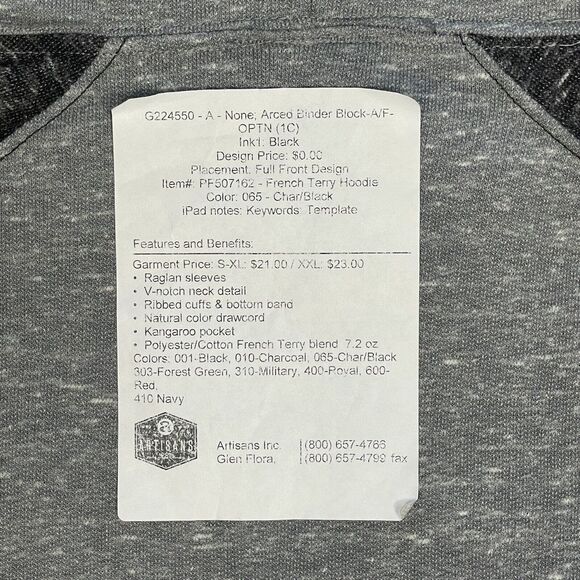 Artisans The Art of Apparel French Terry Hoodie Grand Rapids MN Charcoal Large - Picture 10 of 10